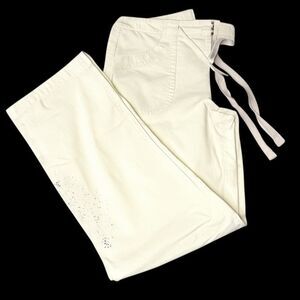 Style & Co. White Cargo Capri Pants (4P) Drawstring Waist Embellished Detail